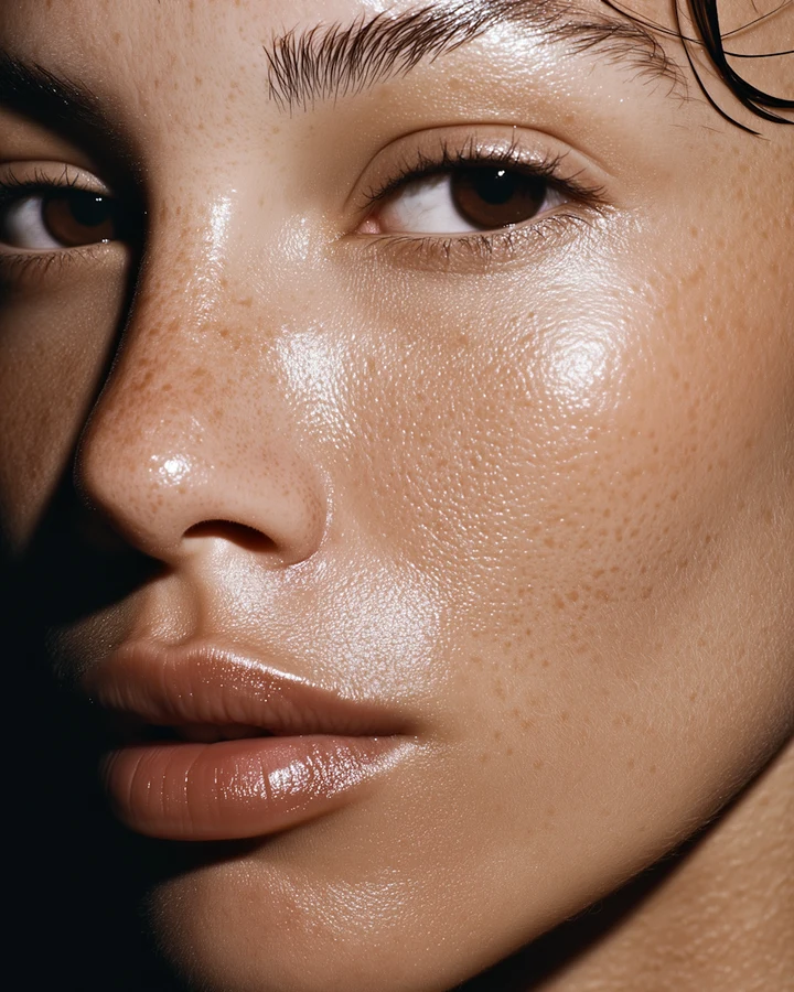 Close-up of glowing, healthy skin